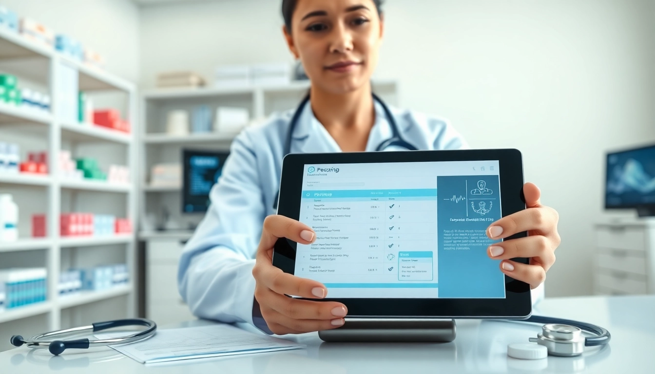 Navigate essential features of eprescribing platforms with a healthcare provider using a tablet in a medical office.