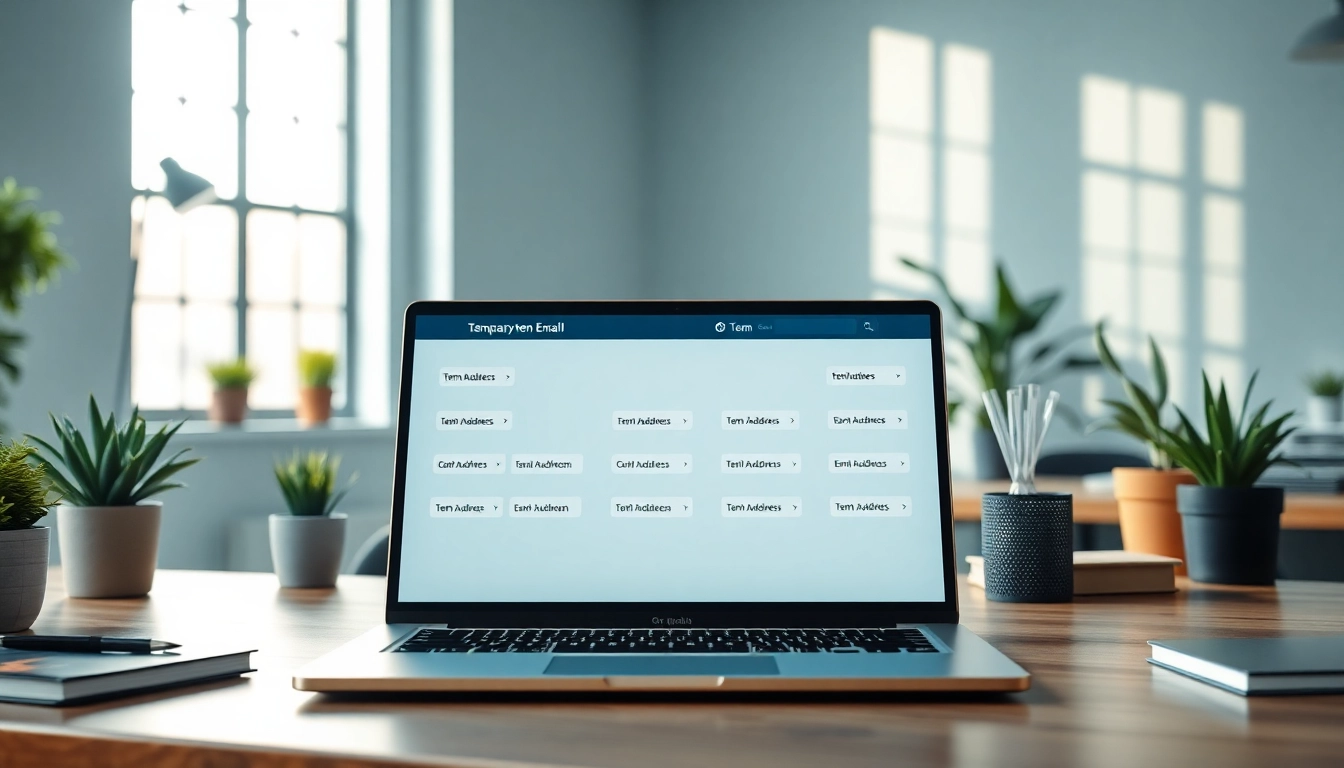 Using temp mail efficiently in a professional workspace with modern technology and a calm setting.